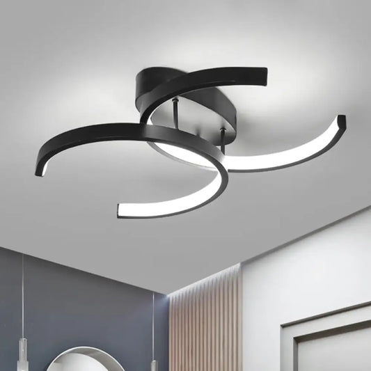 DecorBites™ DecorBites™ Dual C-Shaped Office Ceiling Fixture - Metal LED Semi Flush Mount Lighting in Black
