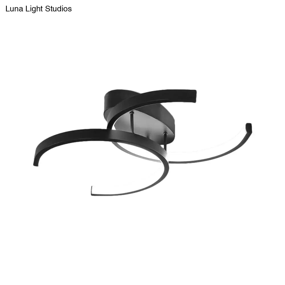 DecorBites™ DecorBites™ Dual C-Shaped Office Ceiling Fixture - Metal LED Semi Flush Mount Lighting in Black