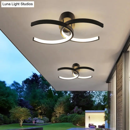 DecorBites™ DecorBites™ Dual C-Shaped Office Ceiling Fixture - Metal LED Semi Flush Mount Lighting in Black
