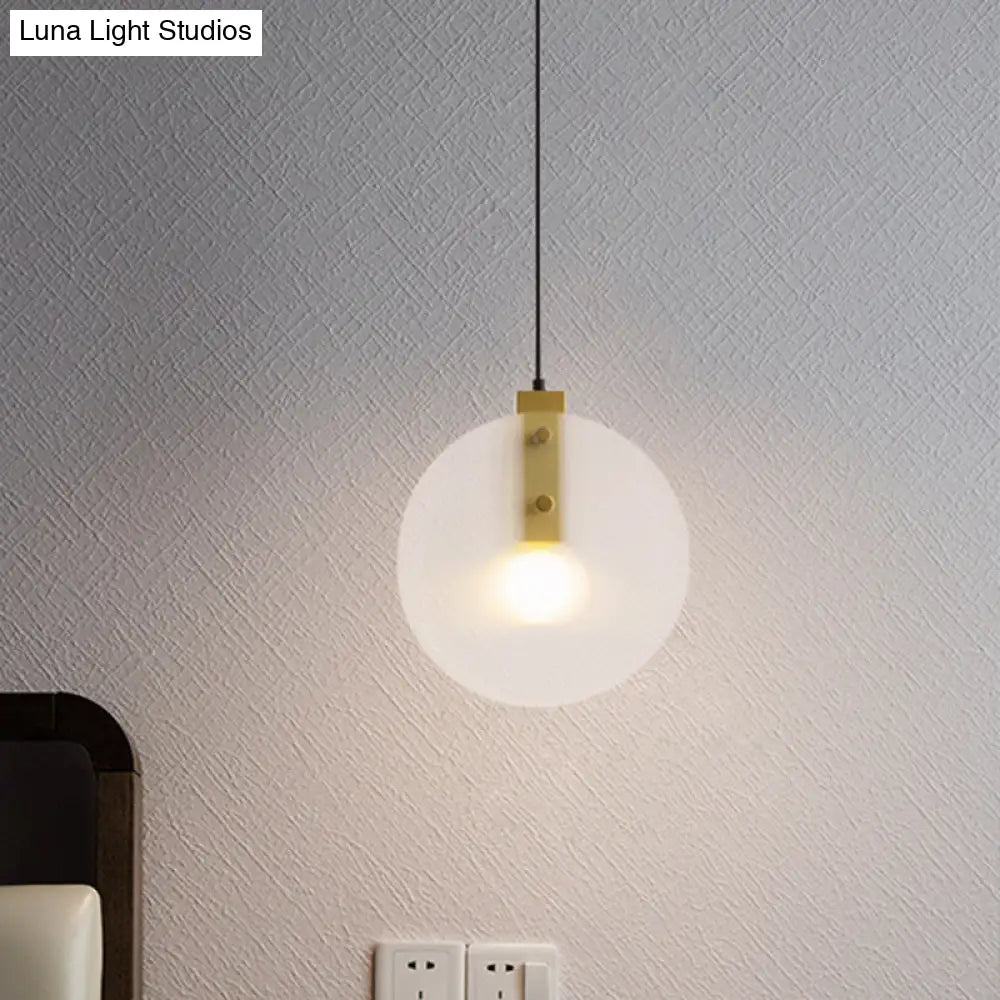 Dual Disc Hanging Light: White Textured Glass, Postmodern Pendant Lamp