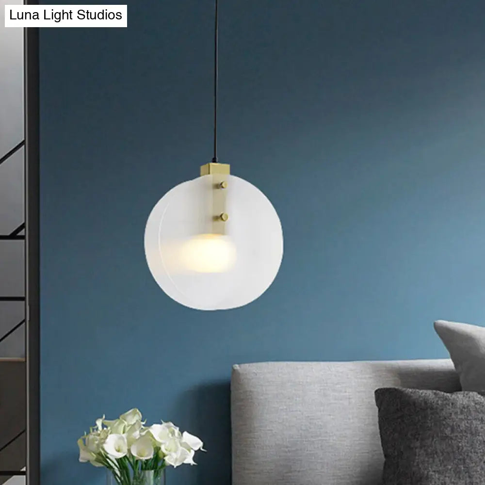 Dual Disc Hanging Light: White Textured Glass, Postmodern Pendant Lamp