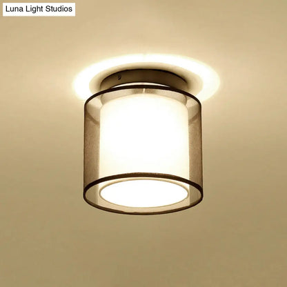 DecorBites™ DecorBites™ Dual-Shaded Corridor Ceiling Light - Modern Semi Flush Mount Fabric Lighting