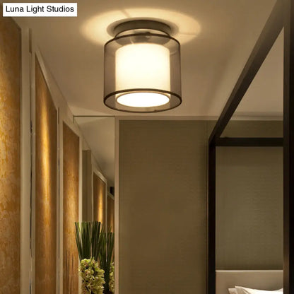 DecorBites™ DecorBites™ Dual-Shaded Corridor Ceiling Light - Modern Semi Flush Mount Fabric Lighting