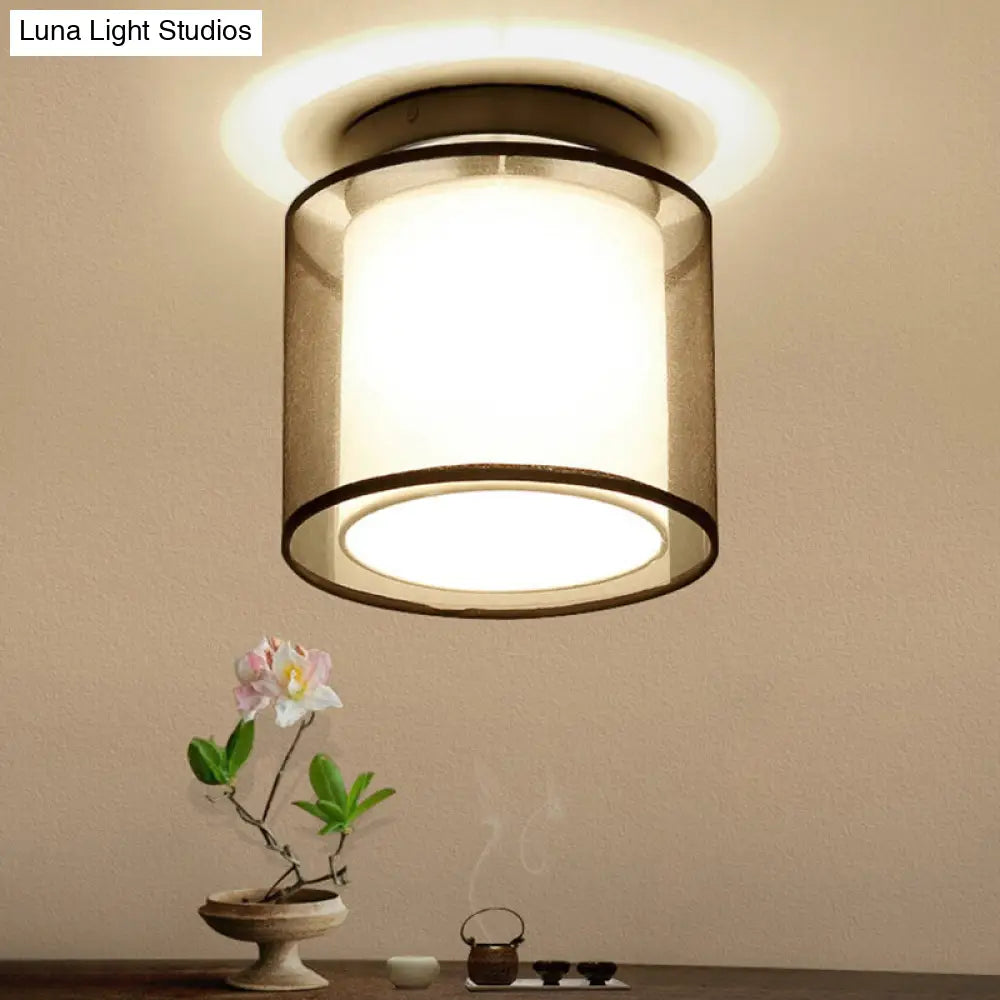 DecorBites™ DecorBites™ Dual-Shaded Corridor Ceiling Light - Modern Semi Flush Mount Fabric Lighting