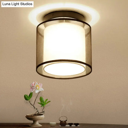 DecorBites™ DecorBites™ Dual-Shaded Corridor Ceiling Light - Modern Semi Flush Mount Fabric Lighting