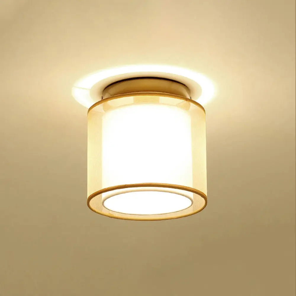 DecorBites™ DecorBites™ Dual-Shaded Corridor Ceiling Light - Modern Semi Flush Mount Fabric Lighting