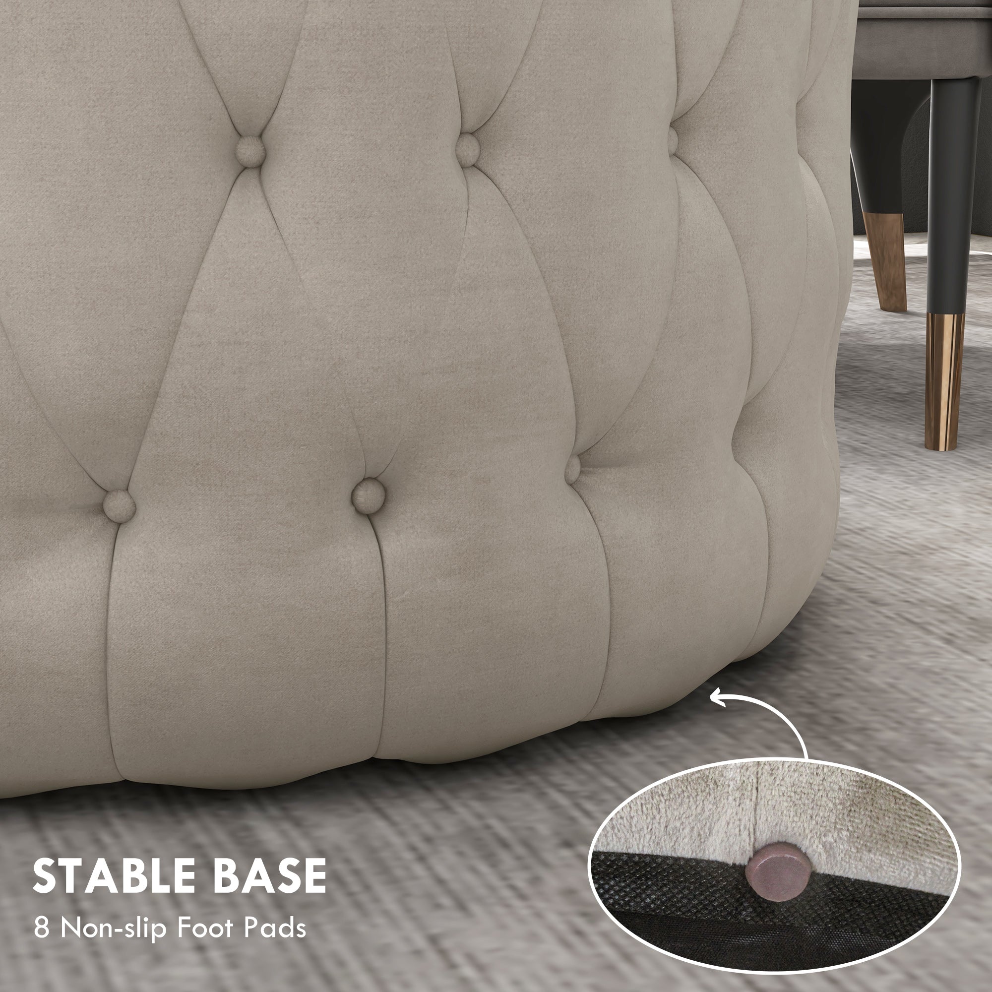 Gray Velvet Ottoman Table