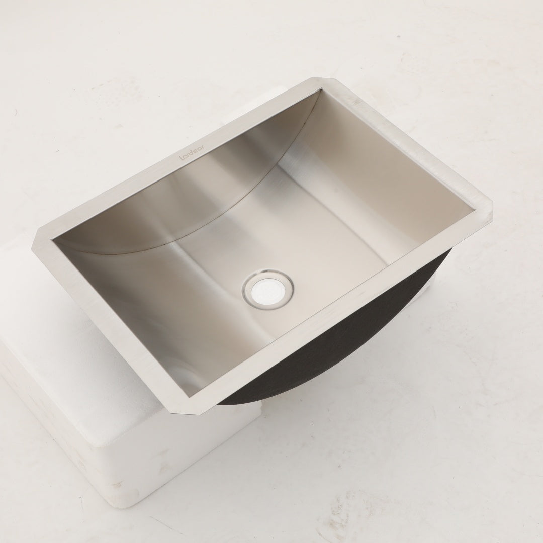 Lavabo de Baño de Montaje Inferior en Acero Inoxidable con Acabado de Níquel Cepillado y Desagüe de Elevación, Fácil de Limpiar, Duradero, Reductor de Ruido