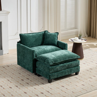 Cloud Sofa One Seat Armrests Are Not Included, Modern Sectional Couch, For Living Room Bedroom And Apartment, Comfy Double Layer Upholstered Seat Cushion, Breathable Chenille Fabric, Green