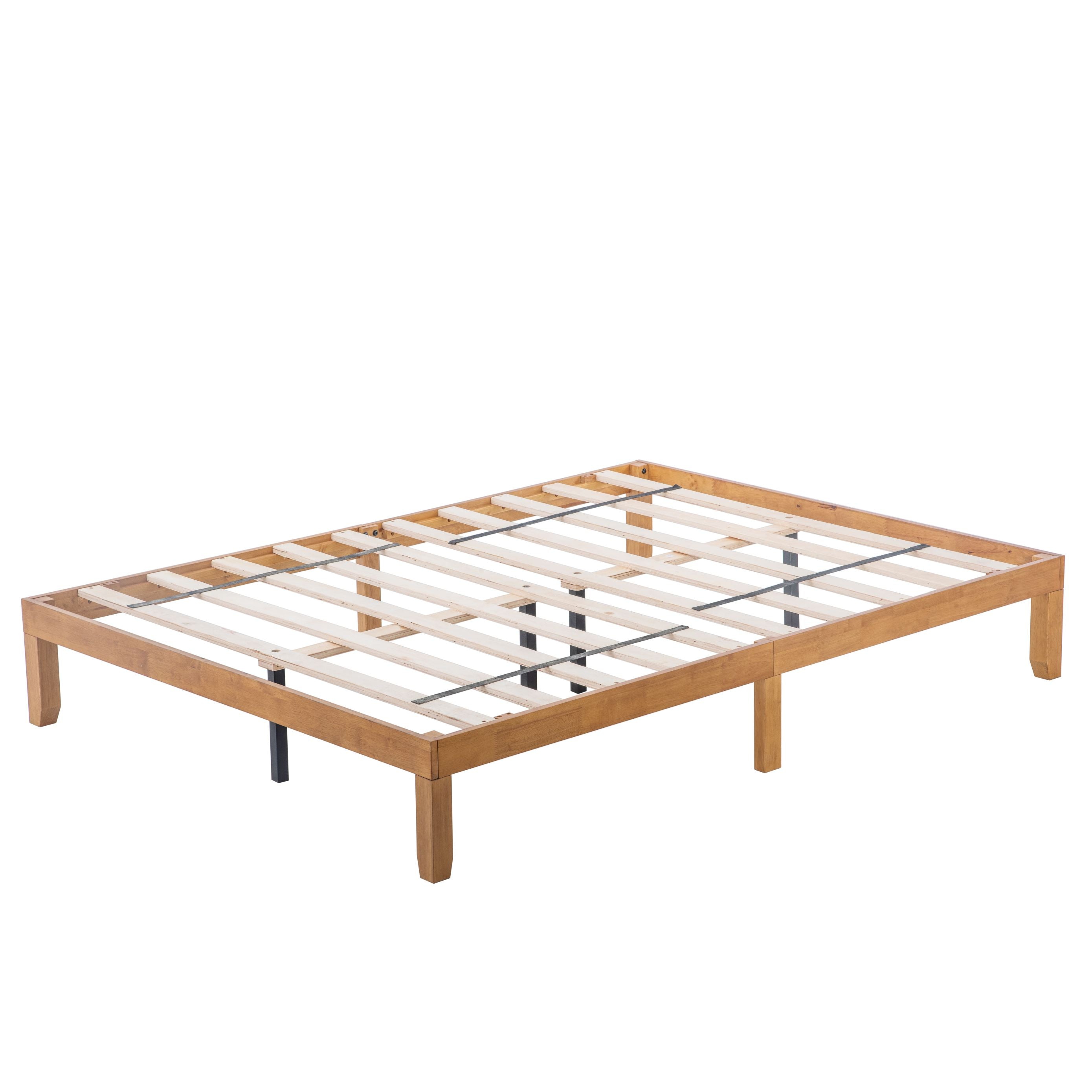 Walnut Platform Bed Frame Queen No Box Spring