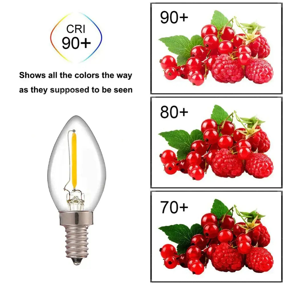 Lámpara de filamento LED regulable de vidrio transparente, luz tipo vela para comedor