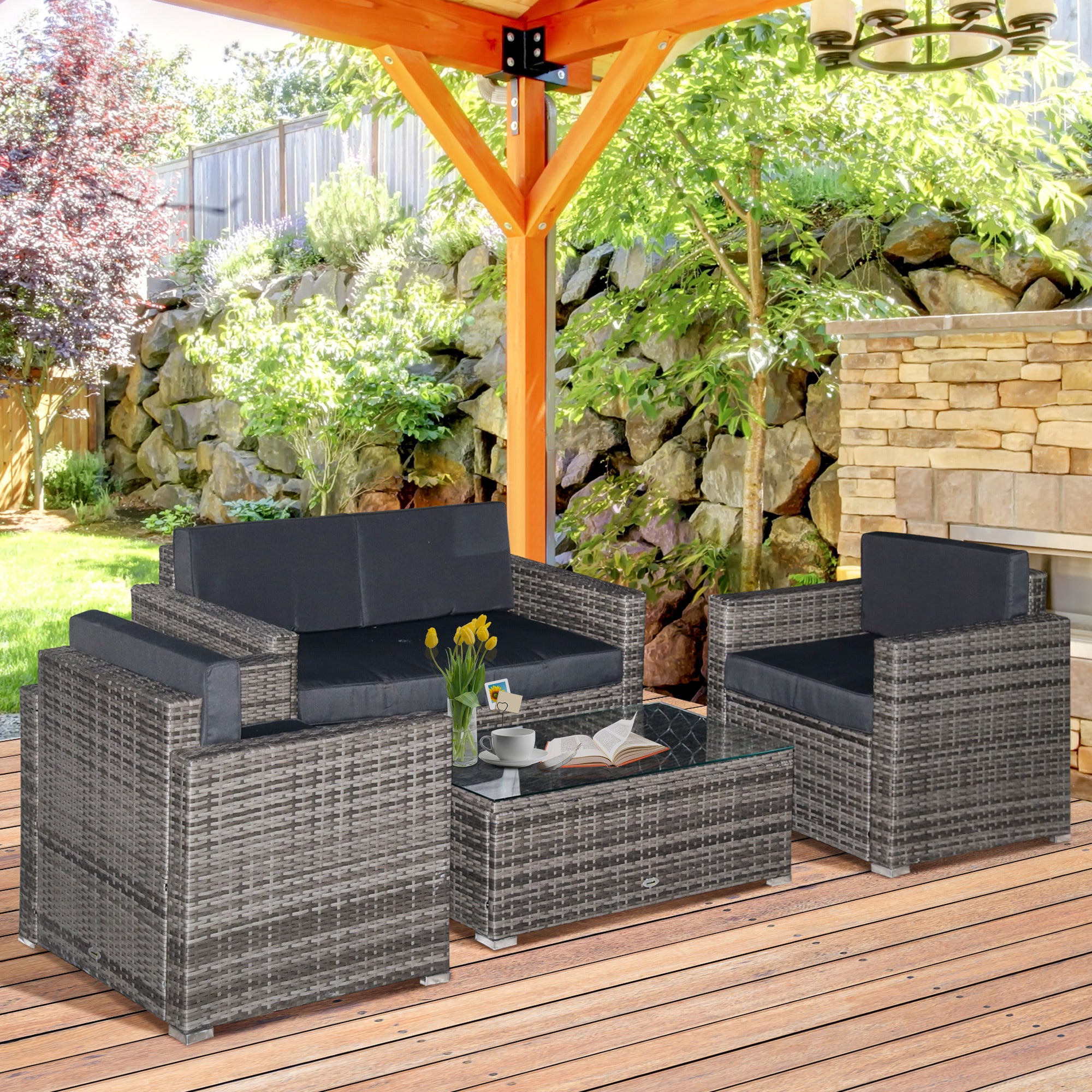 Cushioned Outdoor Sofa Set