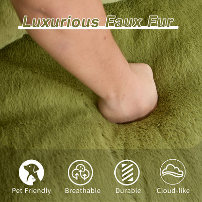 Giant Bean Bag Couch For Adults, Ultra Soft Fluffy Loveseat Bean Bag Sofa, Oversized Chase Lounge Chair Indoor For Living Room Bedroom, No Assembly Required Cozy Reading Chair With Pillows, Green