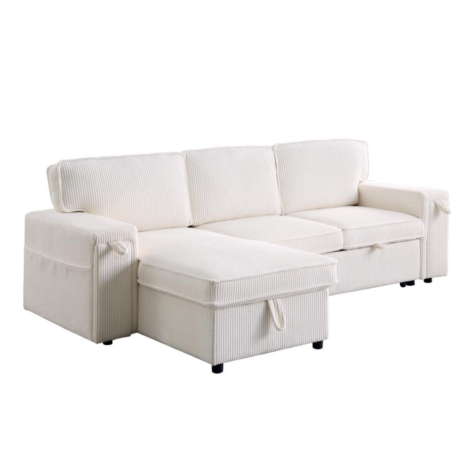 Beige Chenille Sectional Sofa