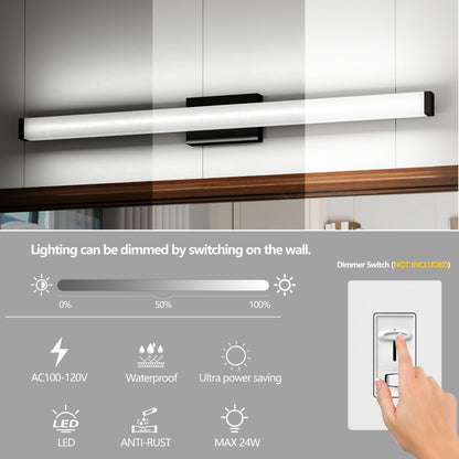 Black Modern Bathroom Light Fixtures Over Mirror 41 Inch LED Vanity Lights Bar For Bath