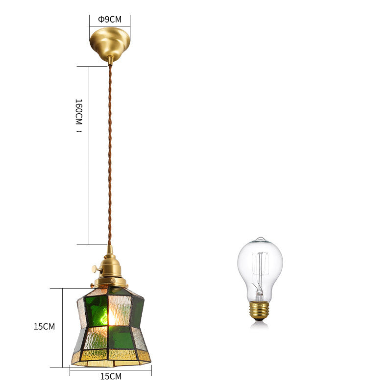 Brass Hand-Blown Glass Chandelier Light