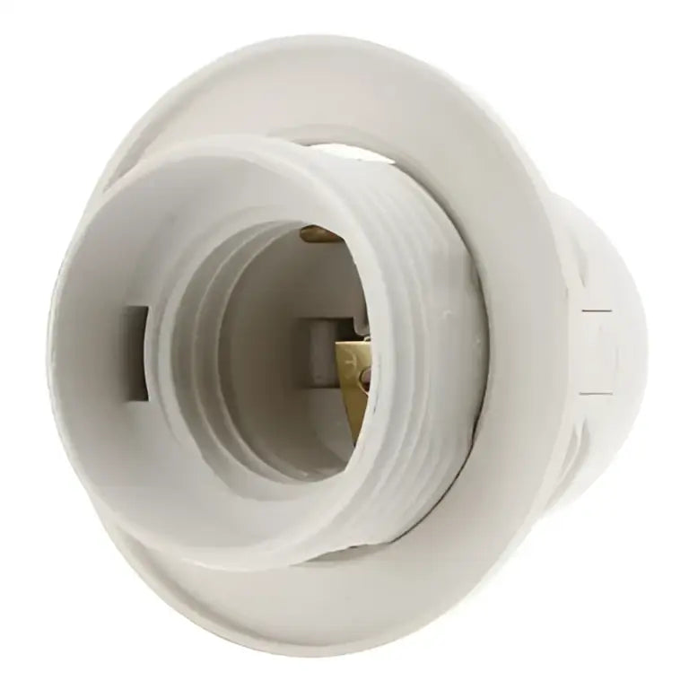 White plastic e27 lamp bulb holder fitting with brass contact point for living room lighting socket
