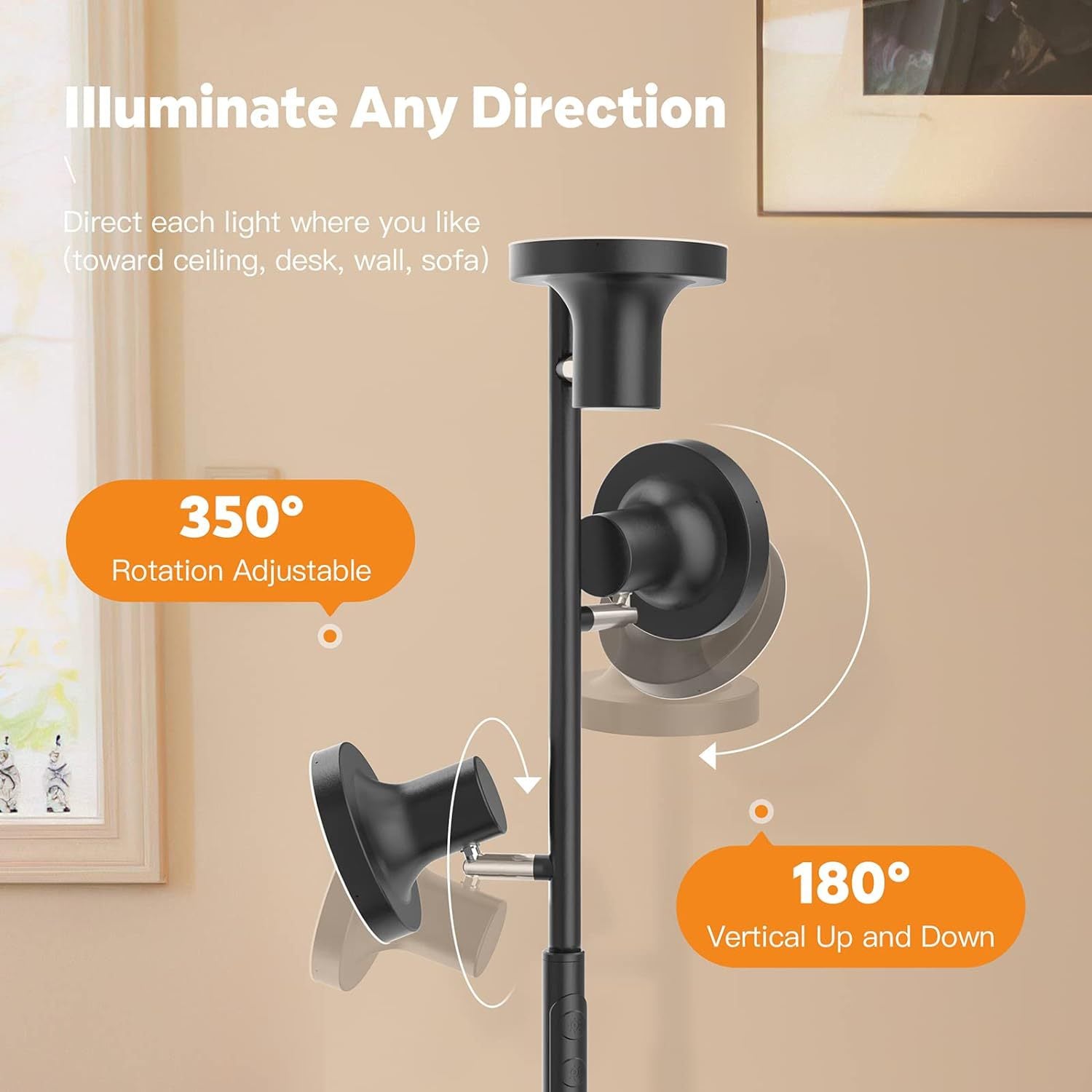 Gold Adjustable Rotatable Floor Lamp With Remote