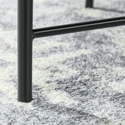 Coffee Table For Living Room, 24inch Round Center Table With Hammered Tray Top And Metal Frame For Bedroom, Black