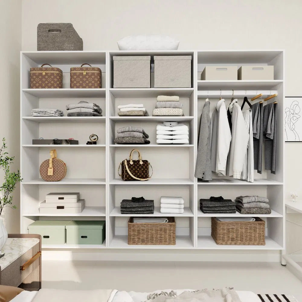 Livelylodge Modular Wardrobe Closet - Freestanding White Closet With Spacious Storage Shelves And Hanging Rods 70.86"W X 16.04"D X 70.86"H