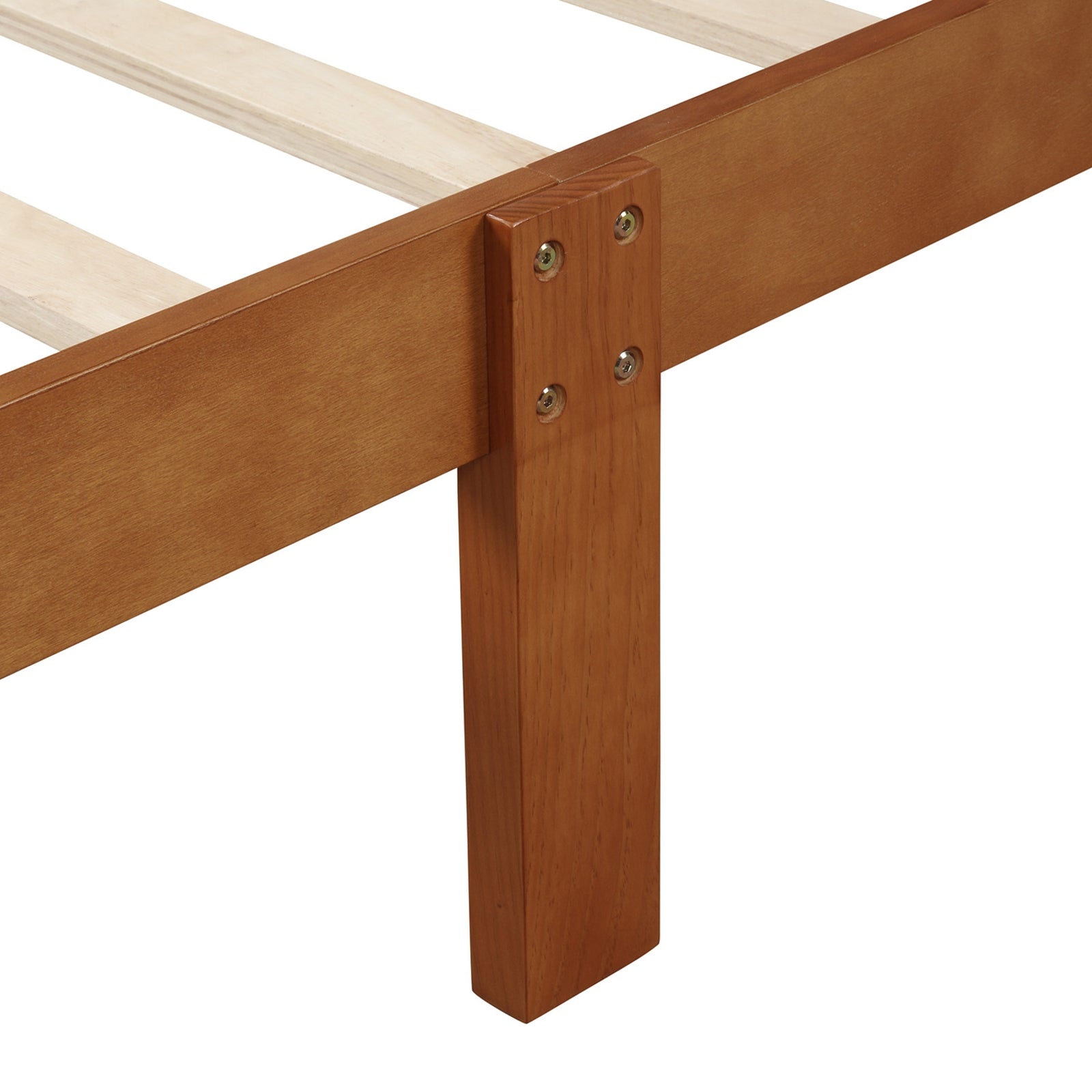 Estructura de Cama Individual de Plataforma de Madera, Diseño de Trineo con Cabecero y Piecero, Listones de Madera
