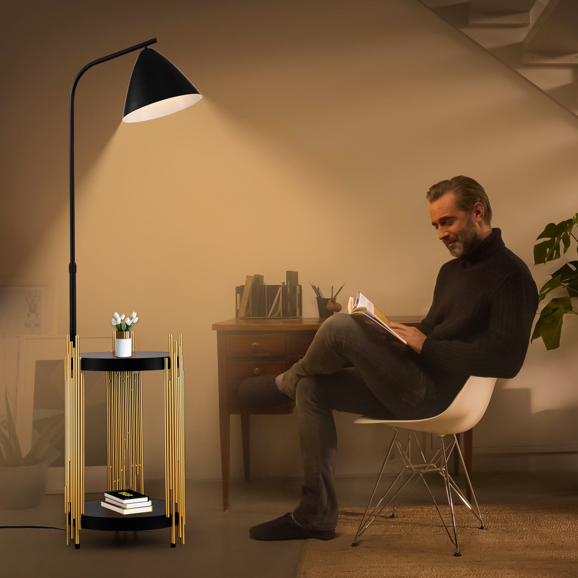 Gold Black Floor Lamp