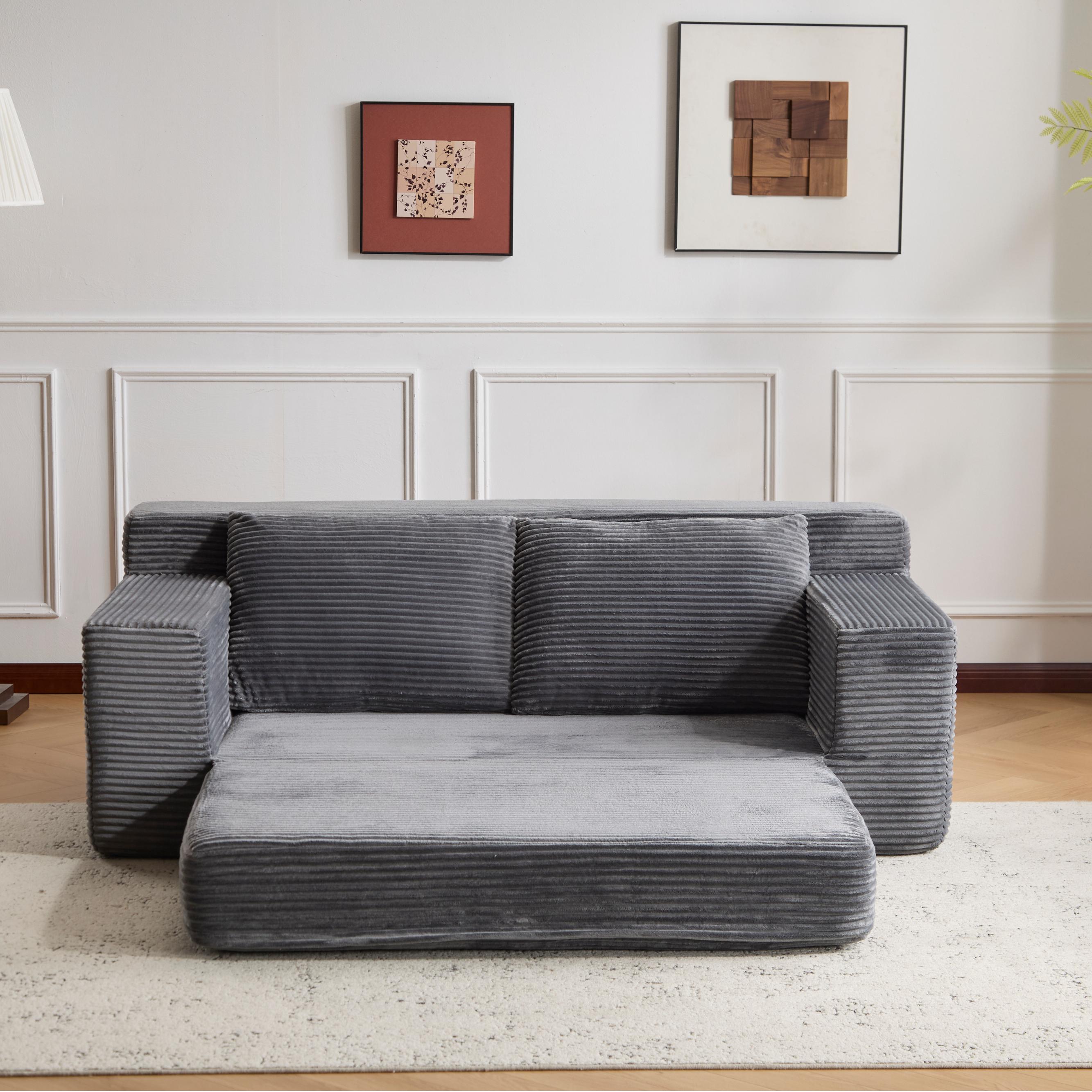 Orange Corduroy Loveseat
