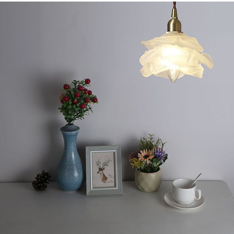 Glass Brass Flower Chandelier