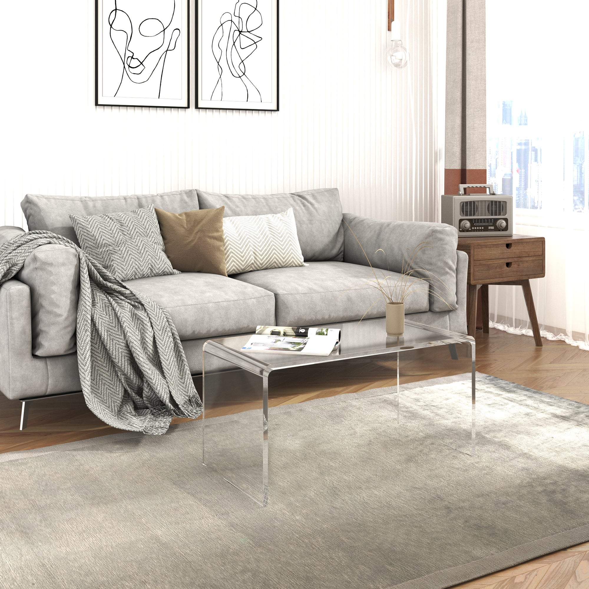 Clear Acrylic C-Shape Table