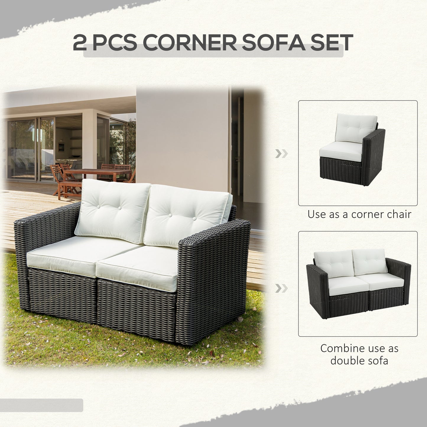 2 Piece Patio Corner Sofa Set
