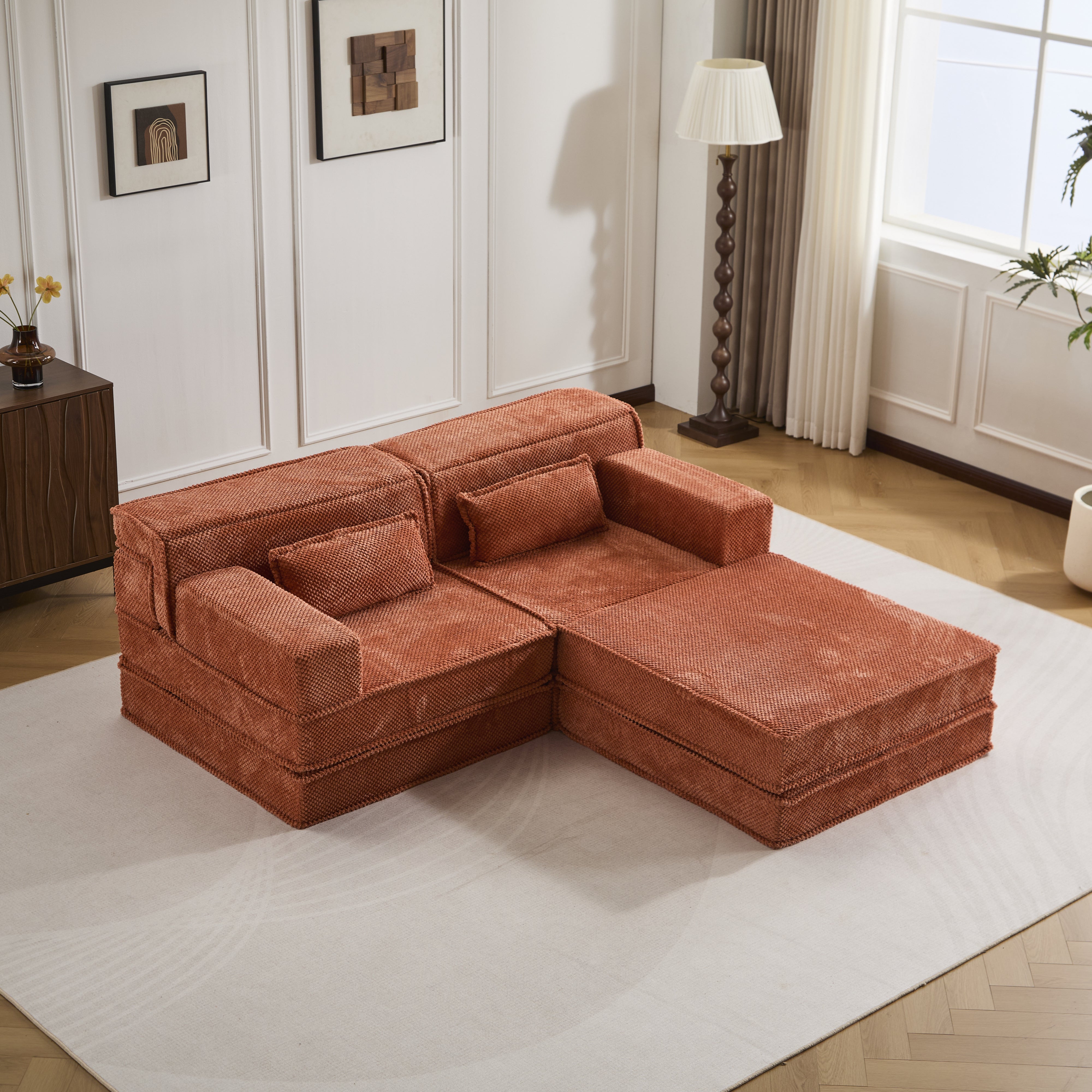 Orange 2-Seater Ottoman