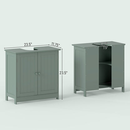 Bathroom Vanity Cabinet, Under Sink Bathroom Cabinet with 2 Doors and Adjustable Shelf, Dark Green