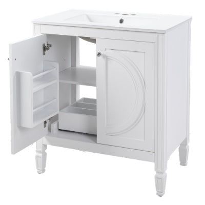 Vintage White Bathroom Vanity with Ceramic Sink