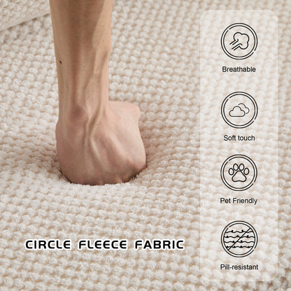 Compression Mahjong Sofa,Convertible Floor Sofa Bed,DIY Boneless Modular Sectional Sofa,No Assembly Required,Circle Fleece Fabric,1 Ottoman,White