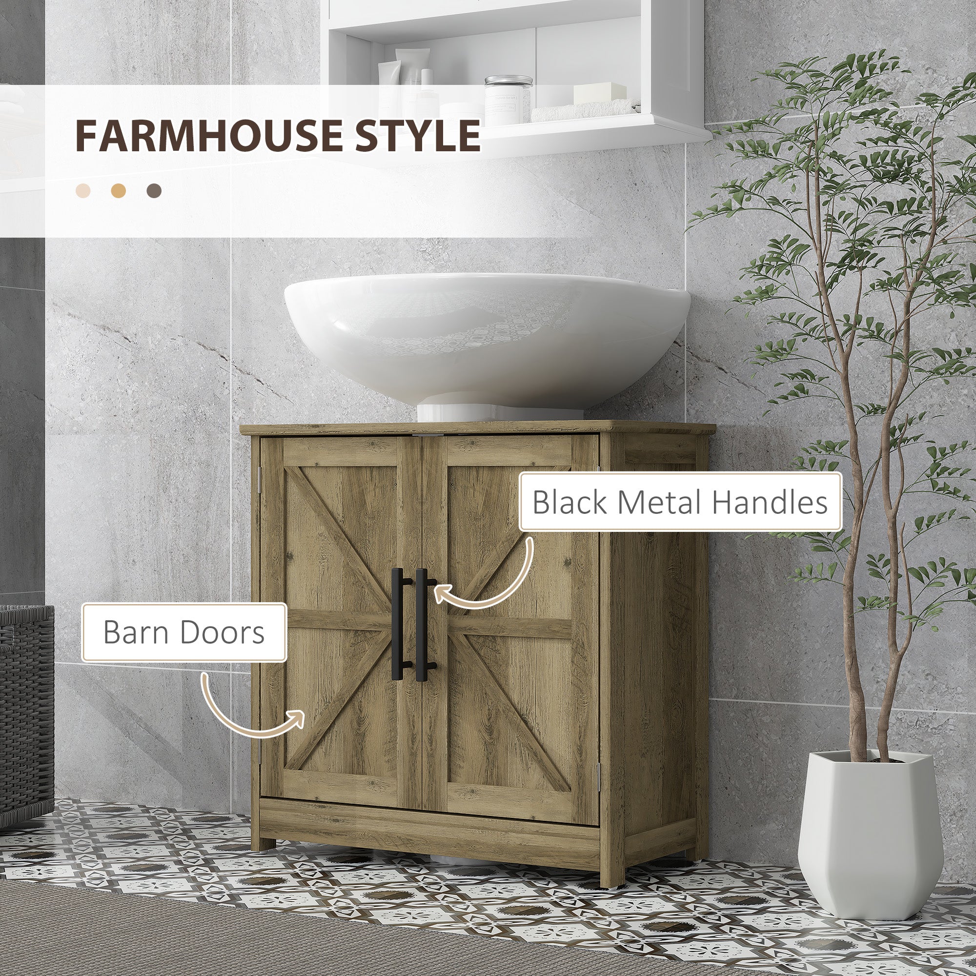White Barn Door Sink Cabinet