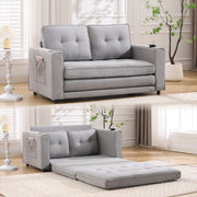 Sofá Futón Tapizado 3 en 1 Convertible en Cama, Loveseat Plegable con Tapizado y Cama Extensible con Colchón Extraíble
