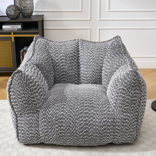 Compressed Plush Bean Bag Sofa Couch- High-Resilience Foam Filled, Ultra-Soft Boucle Lounge Chair For One Or Two People, Cozy Living Room Seating For Reading, Gaming & Relaxing, Space-Saving Vacuum