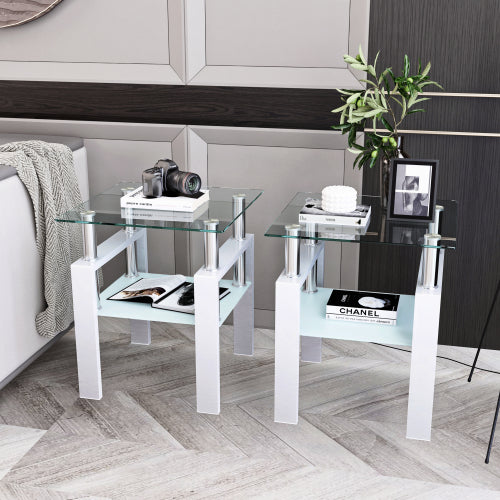 White Glass Square Tables