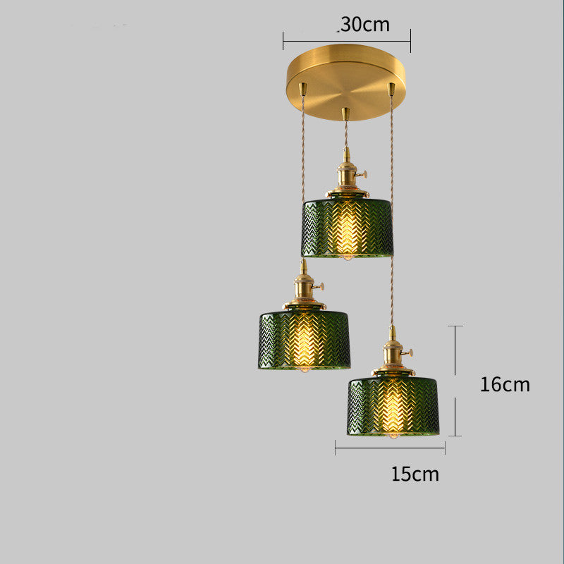 Copper Glass Chandelier Retro Style Multi-Size