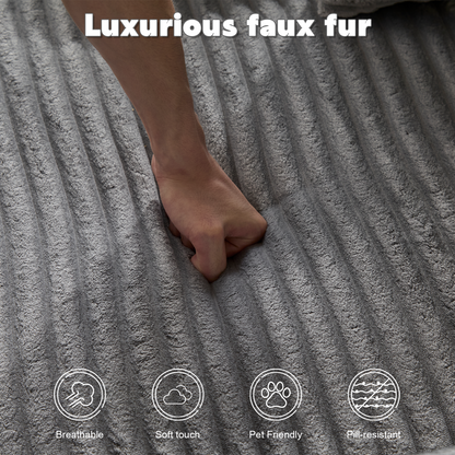 Oversized Chaise Lounge Chair Cozy Cloud Couch, Modern Plush Corduroy Upholstered Sleeper Sofa Daybed With 3 Throw Pillows And Wide Armrest For Living Room, No Assembly Required,Grey