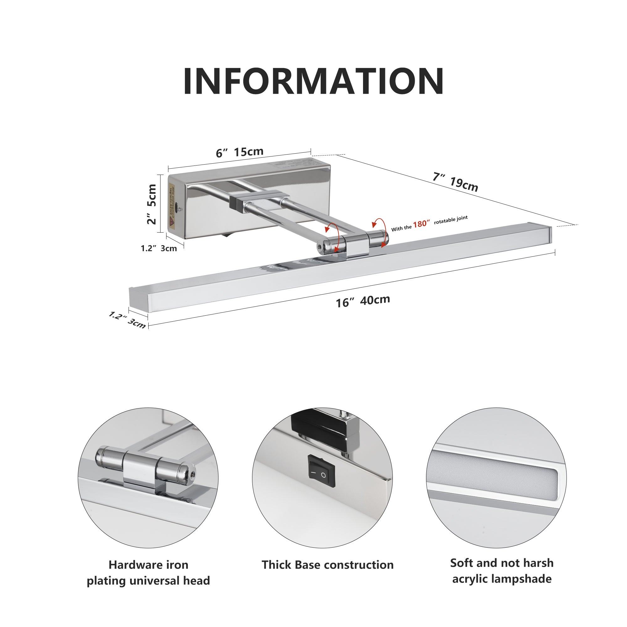 Chrome Wireless Picture Light