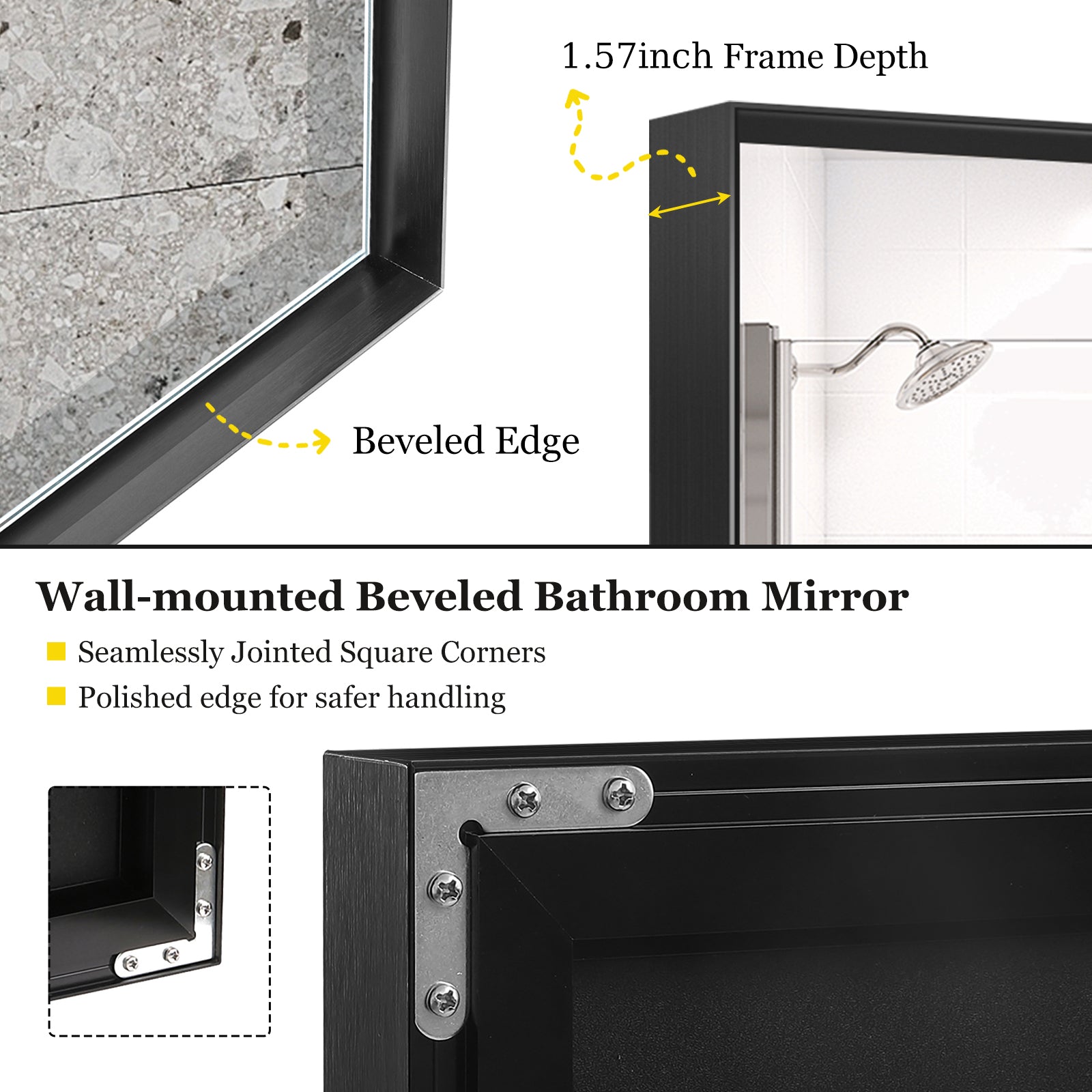 Black Rectangular Bathroom Mirror