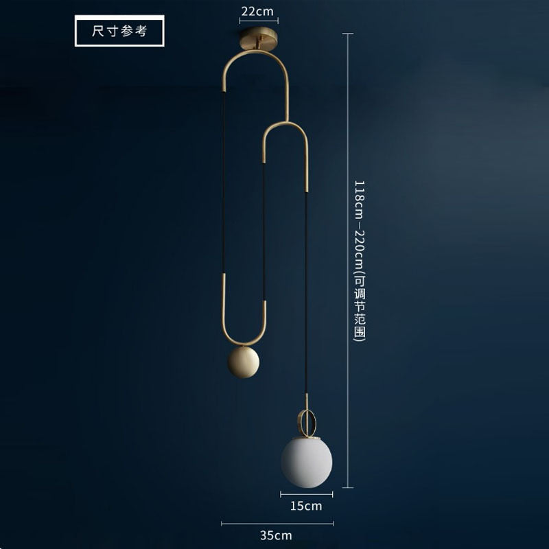 Gold Glass Ball Chandelier Postmodern Dining Light