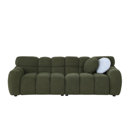 87.4 Length ,35.83inch Deepth ,human Body Structure For USA People, Marshmallow Sofa,boucle Sofa ,3 Seater, OLIVE GREEN BOUCLE
