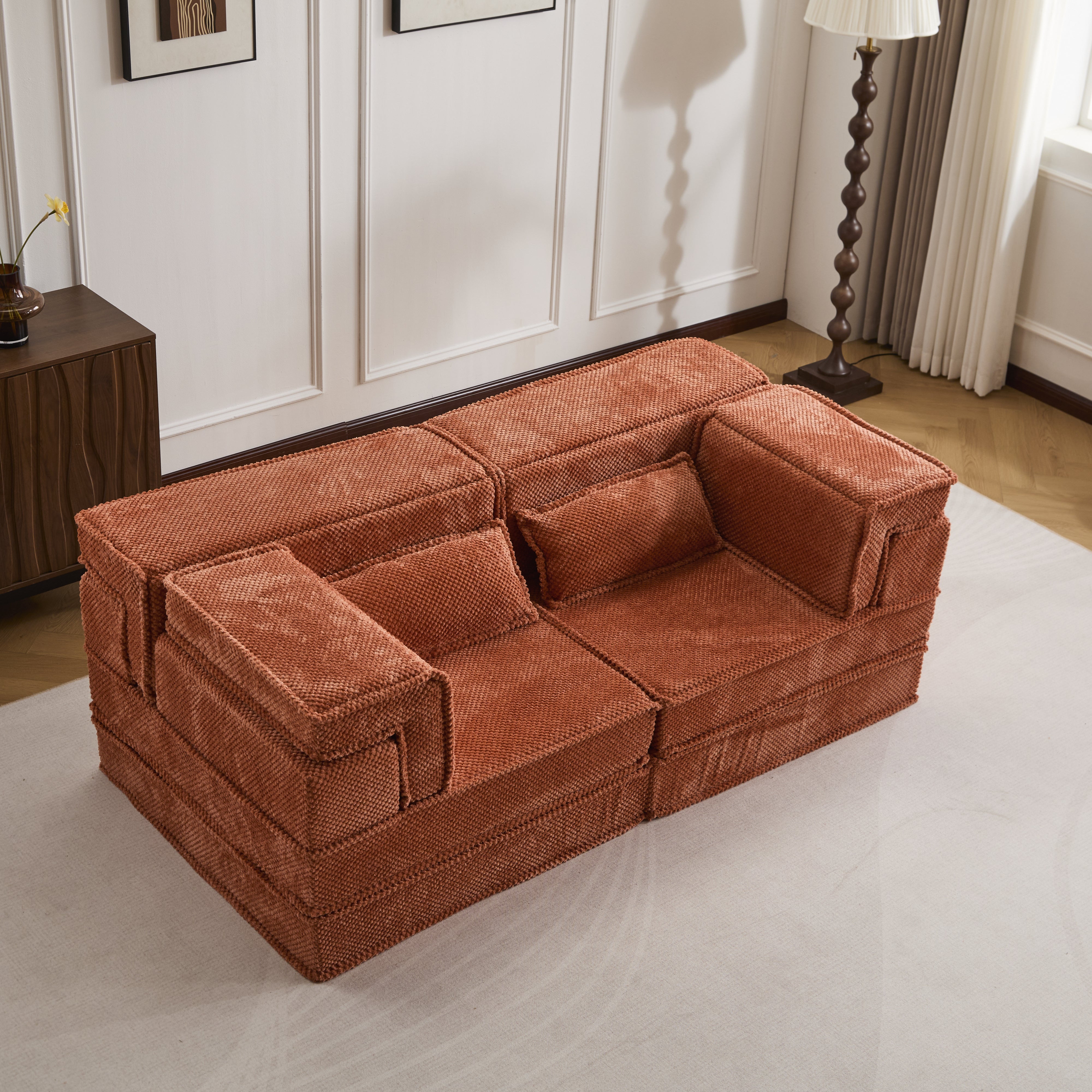 Orange Modular Loveseat