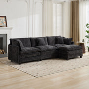 Sofá Nube Dos Asientos El Cojín en el Reposabrazos No Incluido, Sofá Seccional Moderno, para Apartamento, Cojín de Asiento Tapizado en Doble Capa Cómodo, Tela Chenille Transpirable, Negro, SW504ABK