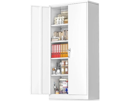 71 Metal Storage Cabinet With Pegboard, Locking Garage Cabinets With Adjustable Shelves