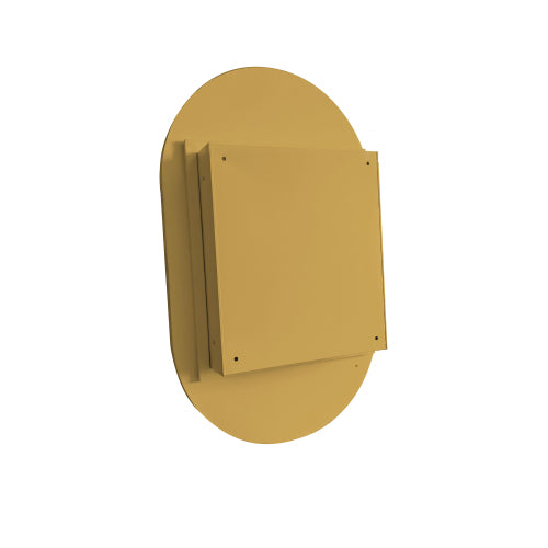 Armario de Medicina Oval Empotrado de 20x34 Pulgadas, Armario de Pared para Baño con Marco de Metal, Espejo y Estantes Ajustables, Espejo de Pared con Almacenamiento para Baño, Oro Mate