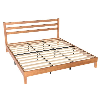 Solid Wood Bed Frame - Mattress Base With Headboard, No Spring Box Required, 1100 Pounds Of Sturdy Wooden Strips For Support