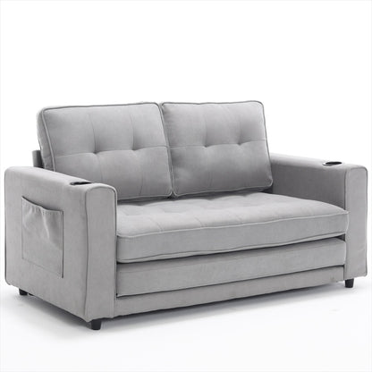 3-in-1 Upholstered Futon Sofa Convertible Sofa Bed,Foldable Tufted Loveseat With Pull Out Sleeper Couch Bed